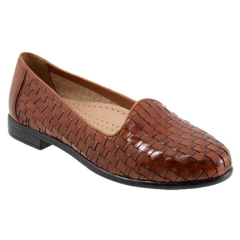 brown leather woven loafers, trotters