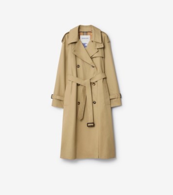 Long Castleford Trench Coat in Beige - Women, Cotton Gabardine | Burberry&amp;reg; Official