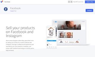 BigCommerce's user dashboard with page offering connection to Facebook