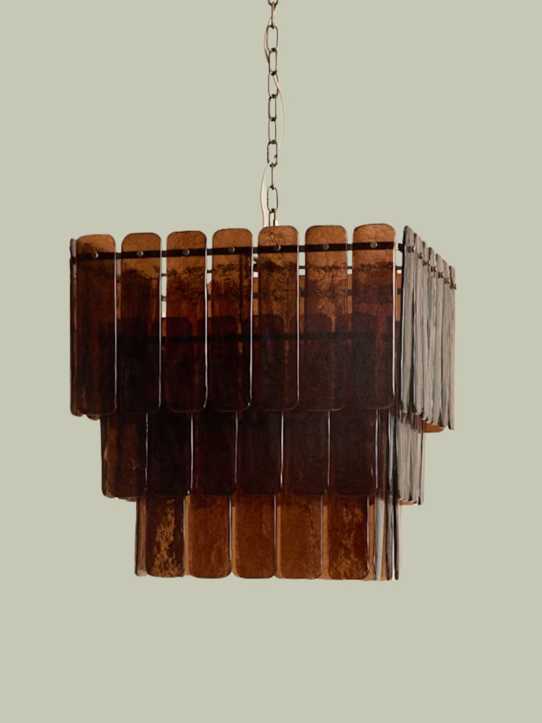M&amp;S, Glass 3 Tier Square Pendant Light