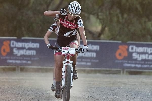 Rowena Fry from Tasmania takes out the women's elite short course race in Shepparton.