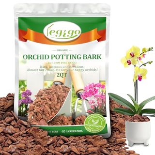 Legigo 2 Quarts Organic Orchid Potting Bark- All Natural Orchid Bark Potting Mix Pine Bark Wood Chips for Houseplant Mulch, Orchid Plants Root Development, Mulch for Potted Plants