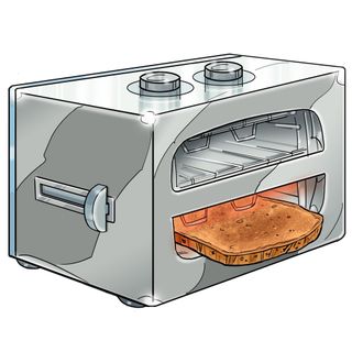 toaster with grey colour and white background