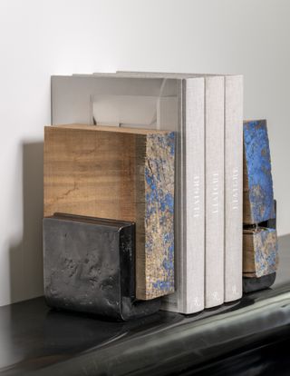 Upcycled Bookend made using waste wood set in bronze