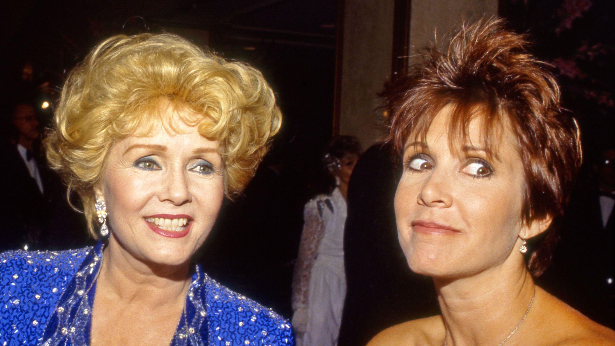 Debbie Reynolds and Carrie Fisher mug for the cameras at a gala in Beverly HIlls, CA