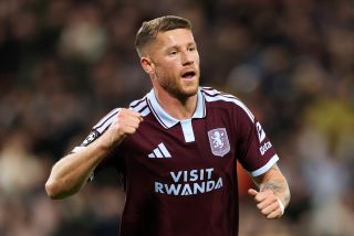 Aston Villa man Ross Barkley celebrates his goal against Viking in the Champions League