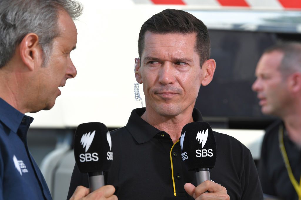 SARZEAU, FRANCE - JULY 10: Robbie McEwen of Australia / SBS TV / during the 105th Tour de France 2018, Stage 4 a 195km stage from La Baule to Sarzeau / TDF / on July 10, 2018 in Sarzeau, France. (Photo by Tim de Waele/Getty Images)