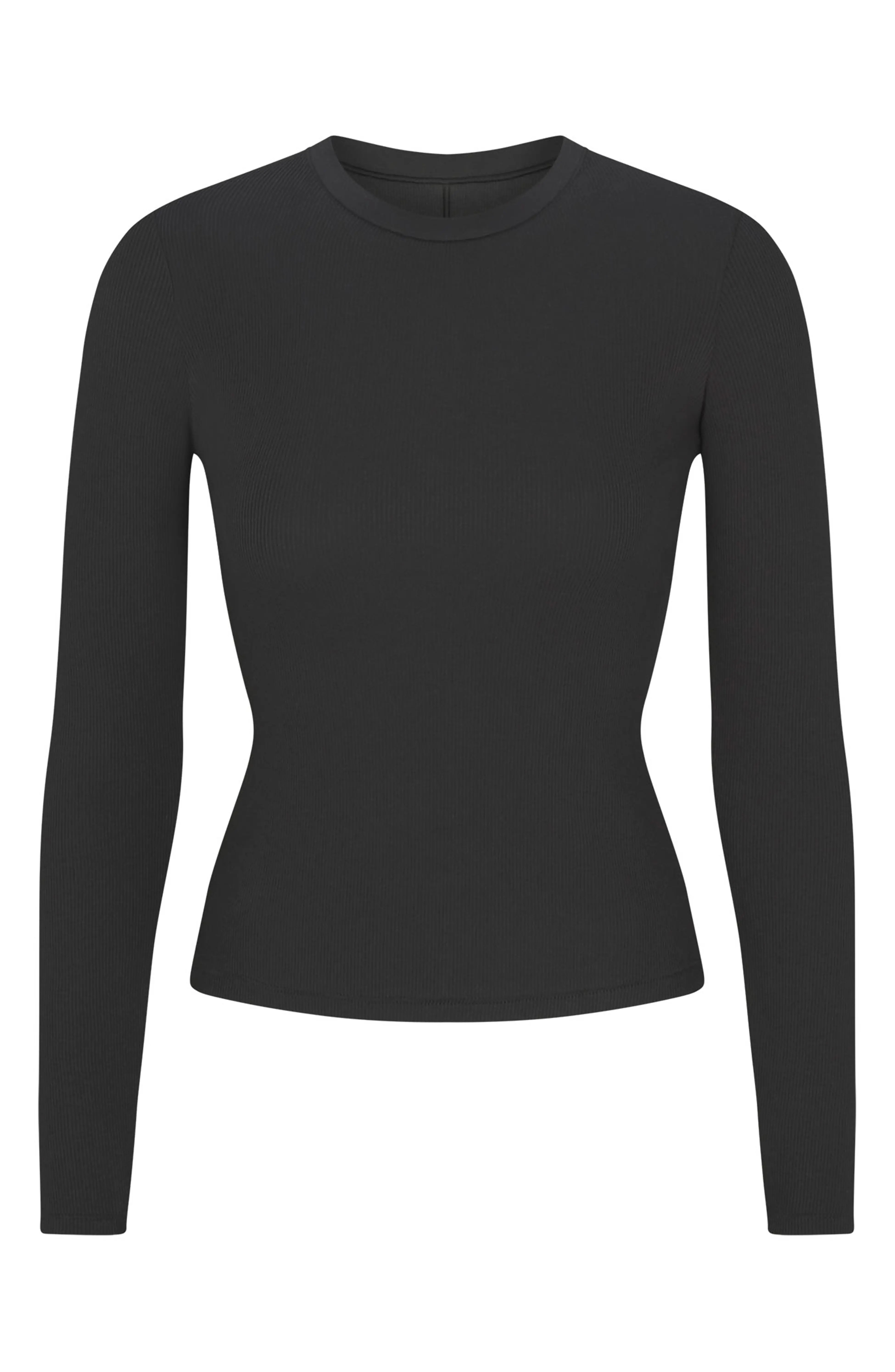 Stretch Cotton Rib Long Sleeve T-Shirt