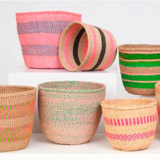 coloured handmade baskets