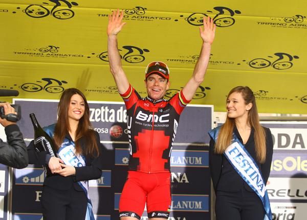 Cadel Evans was extremely happy to get a stage win in Macerata.