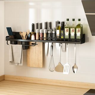 Wall-mounted Kitchen Storage Shelf Spice Racks Space Aluminum