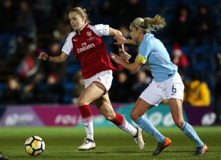 Arsenal's Vivianne Miedema, left, and Manchester City's Steph Houghton are up for the women's award