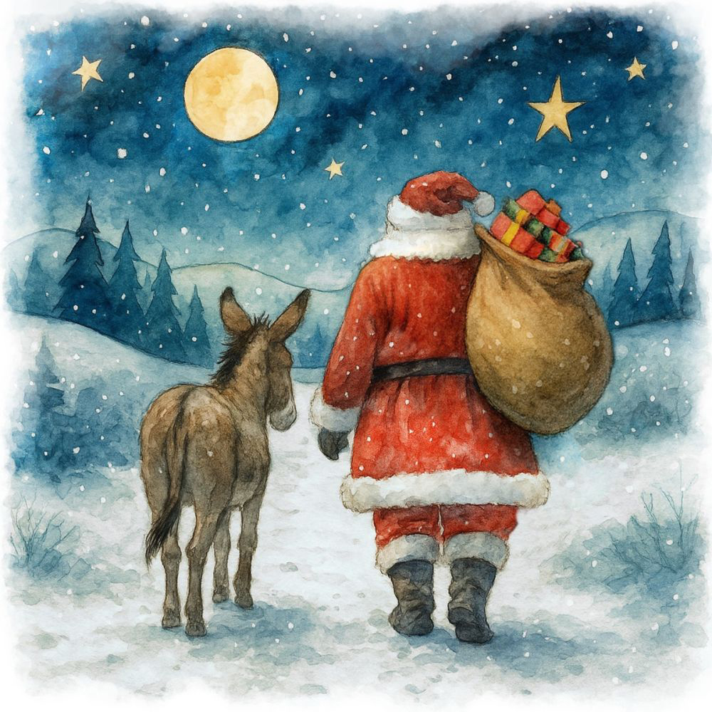 The Donkey Sanctuary Father Christmas&amp;rsquo;s Faithful Donkey Christmas Card