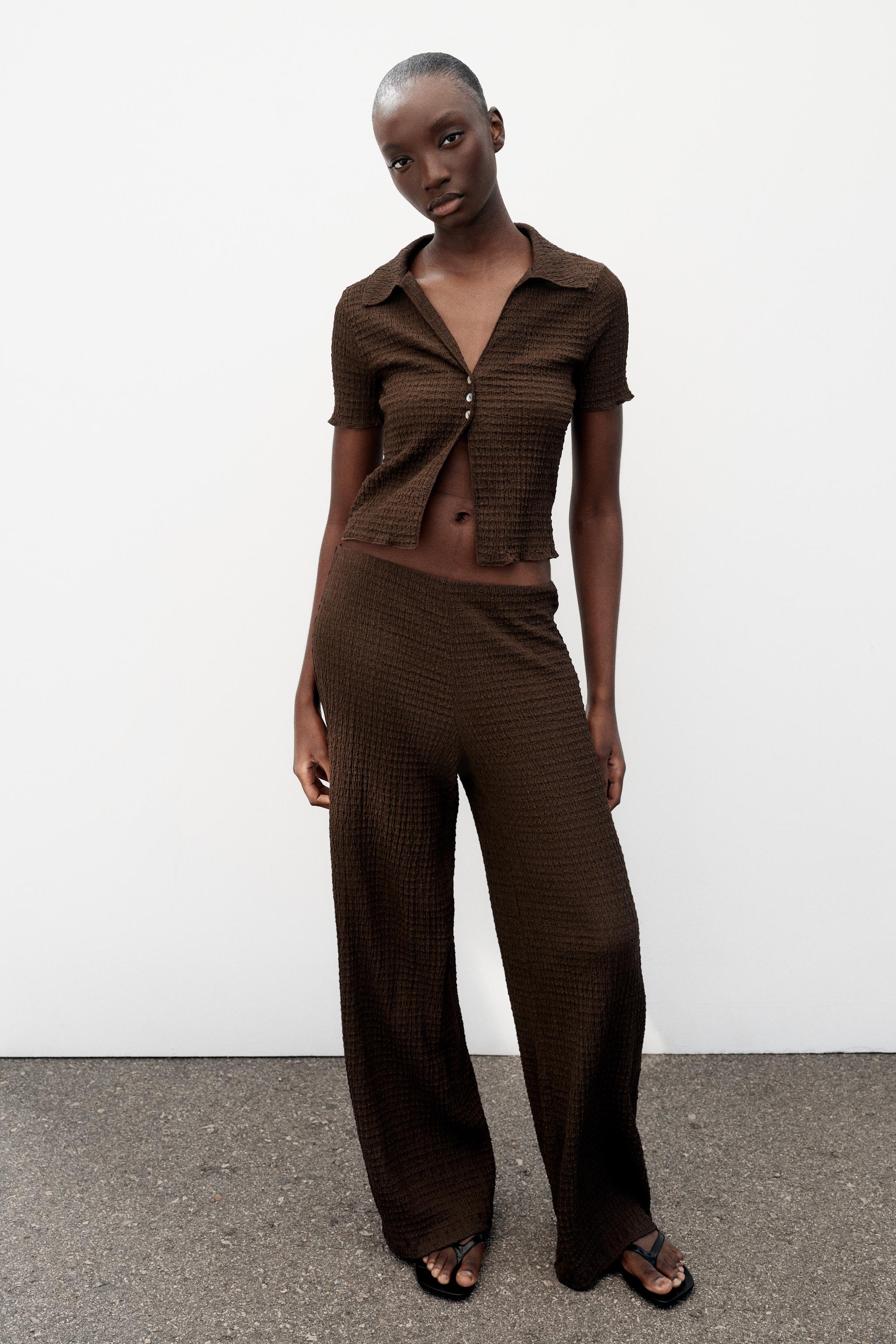 Textured Straight-Leg Trousers