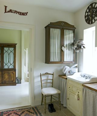 laundry with vintage furnishings