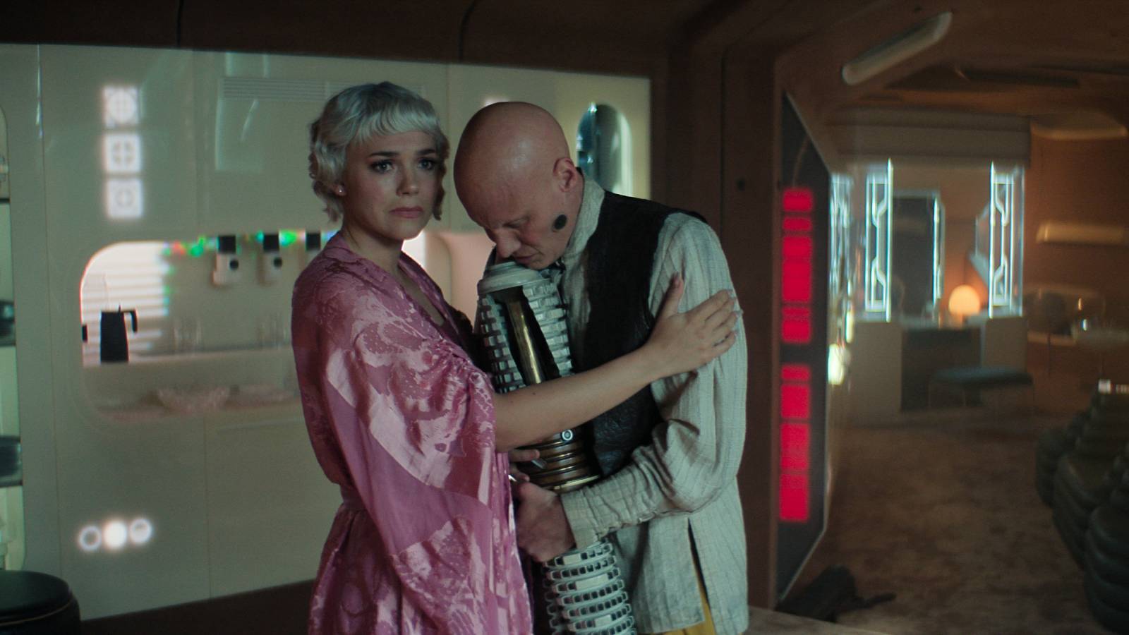 Synnøve Karlsen and Tómas Lemarquis in Foundation season 3 episode 5 on Apple TV Plus.