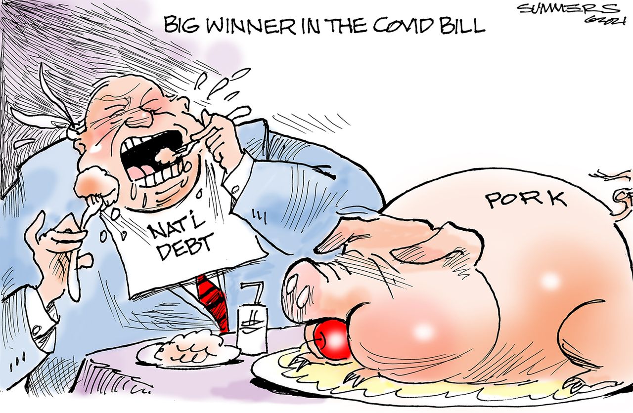 Editorial Cartoon U.S. covid stimulus pork