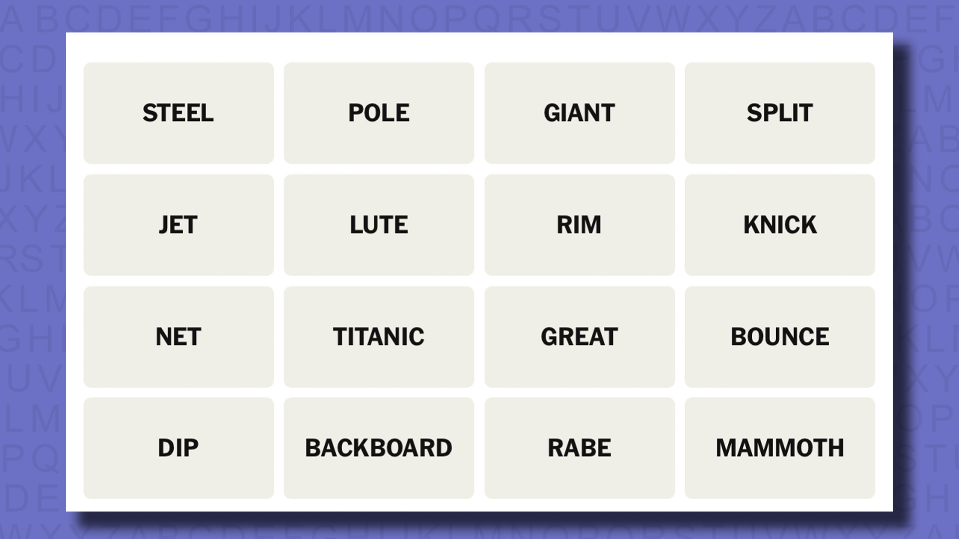 NYT Connections hints for game 774 on a purple background