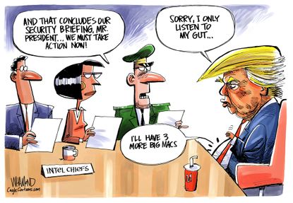 Political Cartoon U.S. Trump Department of Defense McDonalds Big Mac