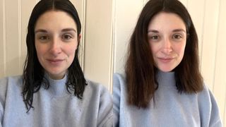 Beauty Editor Jess before (L) and after (R) using Hershesons The Great Hairdryer