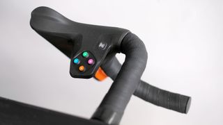 Zwift Ride smart bike, a close-up photo of the controls