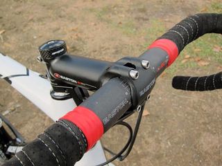 Kabush uses an alloy stem but a carbon bar on his Rocky Mountain carbon fiber 'cross bike