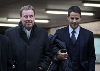 Harry Redknapp and son Jamie in black suits smiling