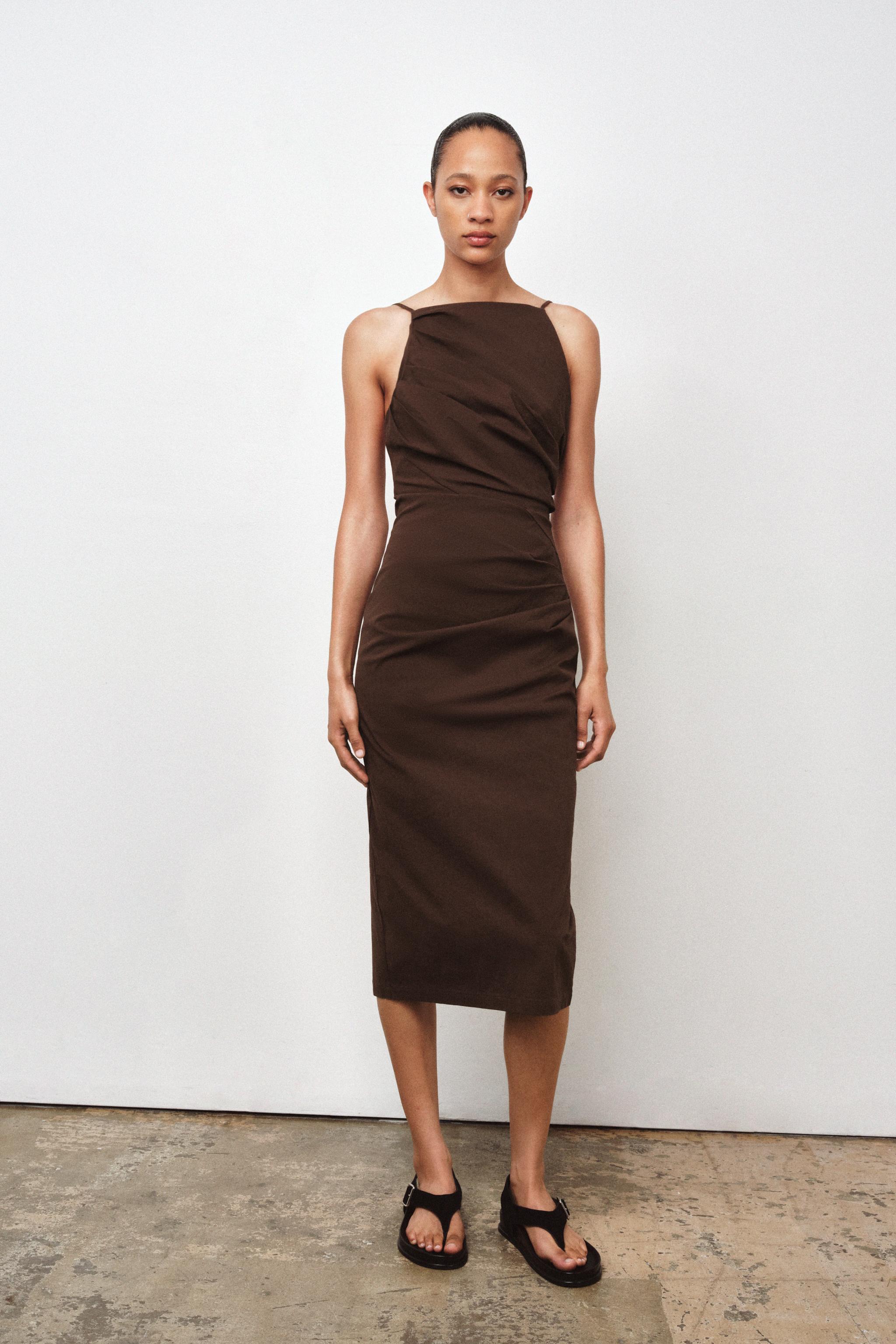 Zw Collection Draped Midi Dress