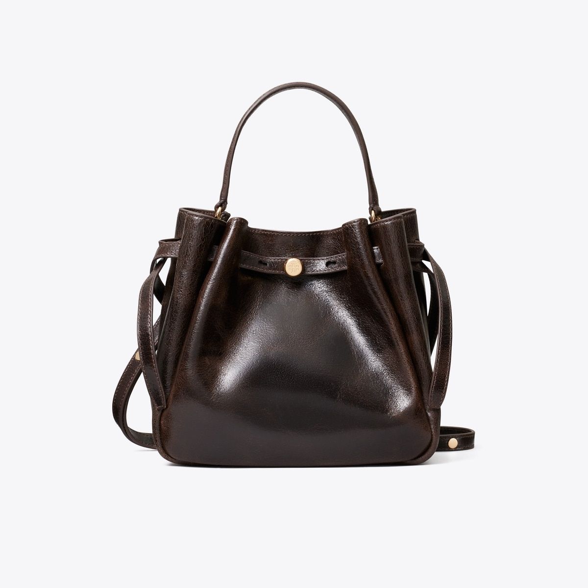 Romy Distressed Bucket Bag in Brown, Size Os