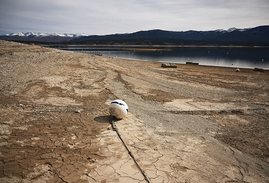 A stretch of dry lakebed on the shores of Lake Granby, Colorado.