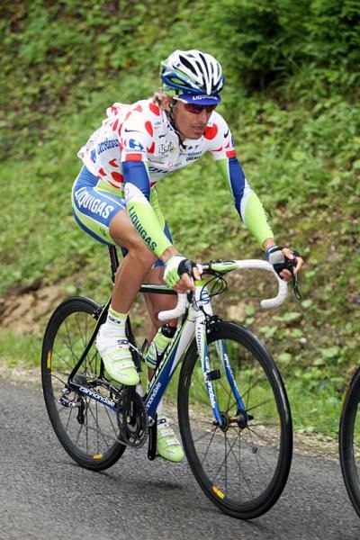 Franco Pellizotti (Liguigas) remains in the polka dot jersey another day.