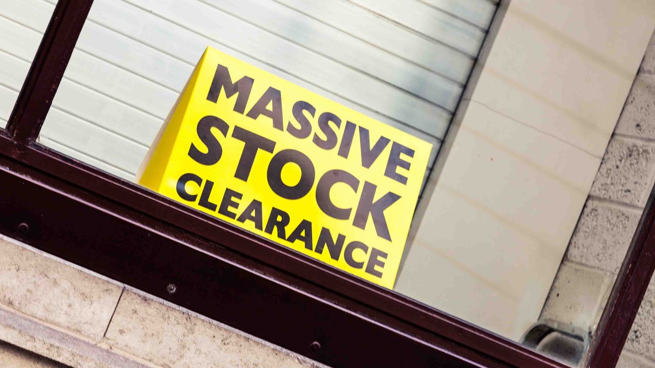 Sign that says &amp;quot;massive stock clearance&amp;quot;