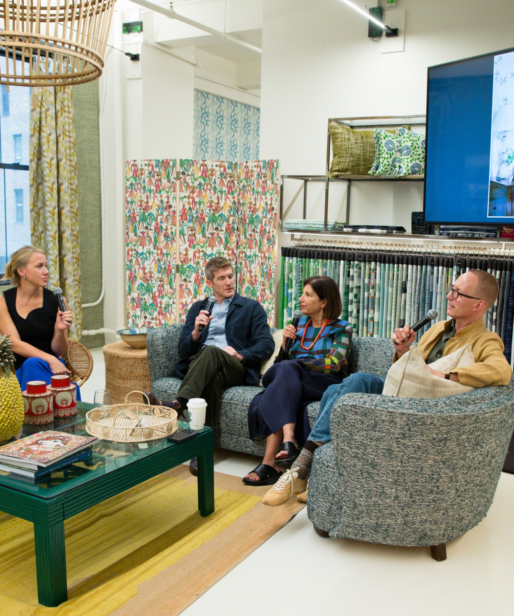 The panel chatting at Christopher Farr Cloth
