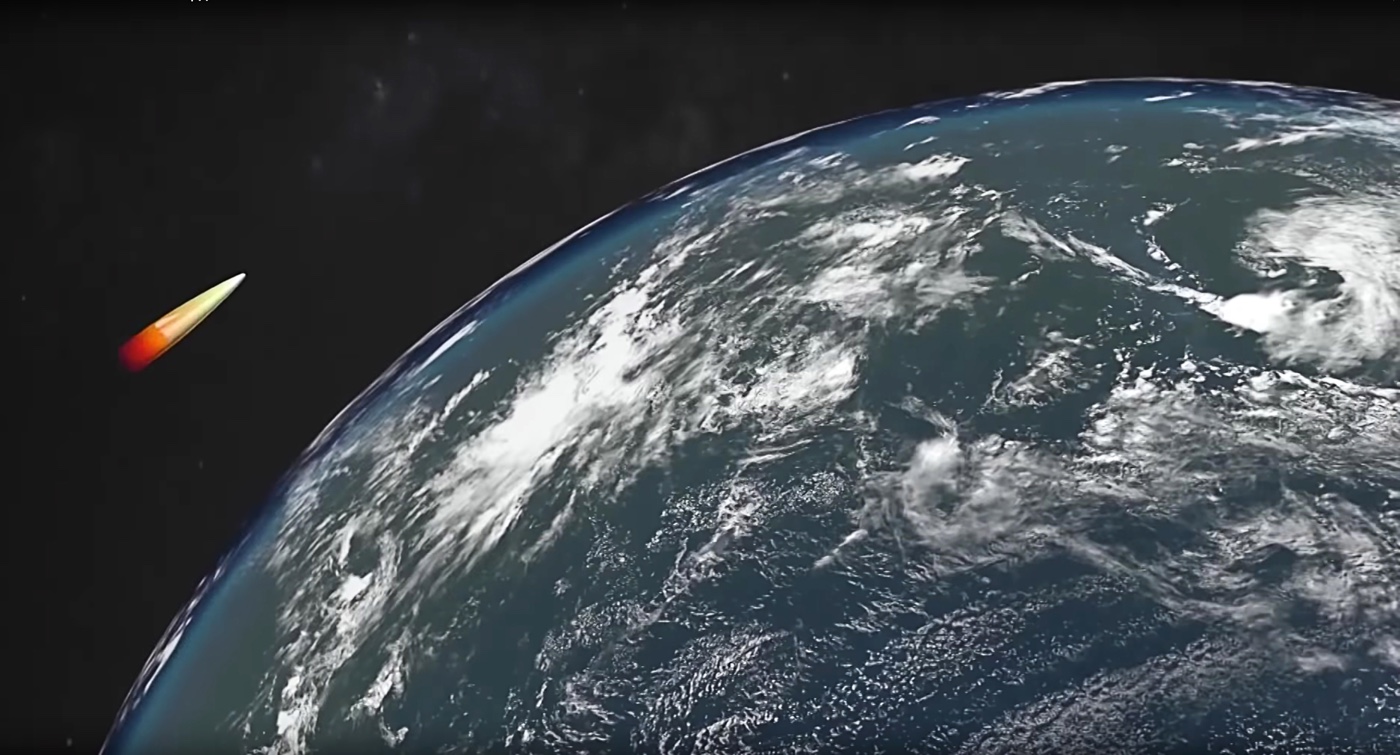 Here, an illustration of a flight of the warhead of a hypersonic boost-glide weapon.