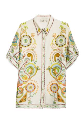 Pinball Short Sleeve Linen Button-Up Shirt