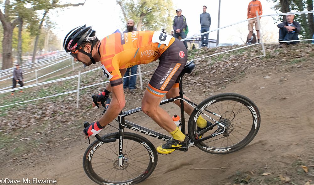 Yannick Eckmann (Boulder Cycle Sport) descending on his way to a seventh place finish