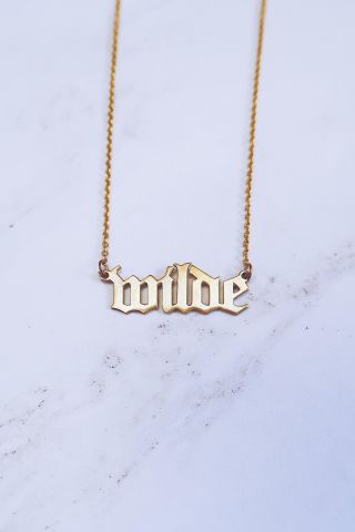 Ten Wilde old english nameplate necklace
