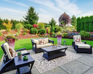 Backyard with seating area