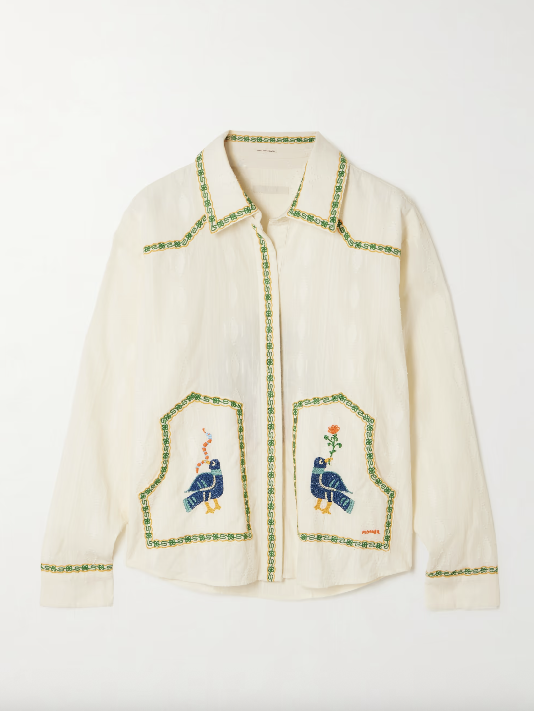MOTHER, The Peasant Poet Embroidered Cotton-Voile Shirt