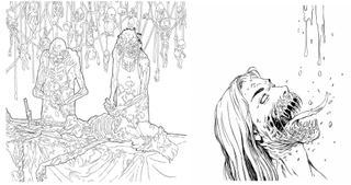 Pages from the Cannibal Corpse colouring book