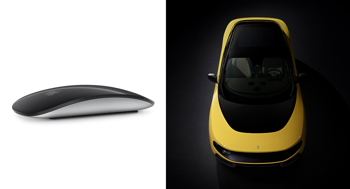 Apple's Magic Mouse compared alongside the Ferrari Luce