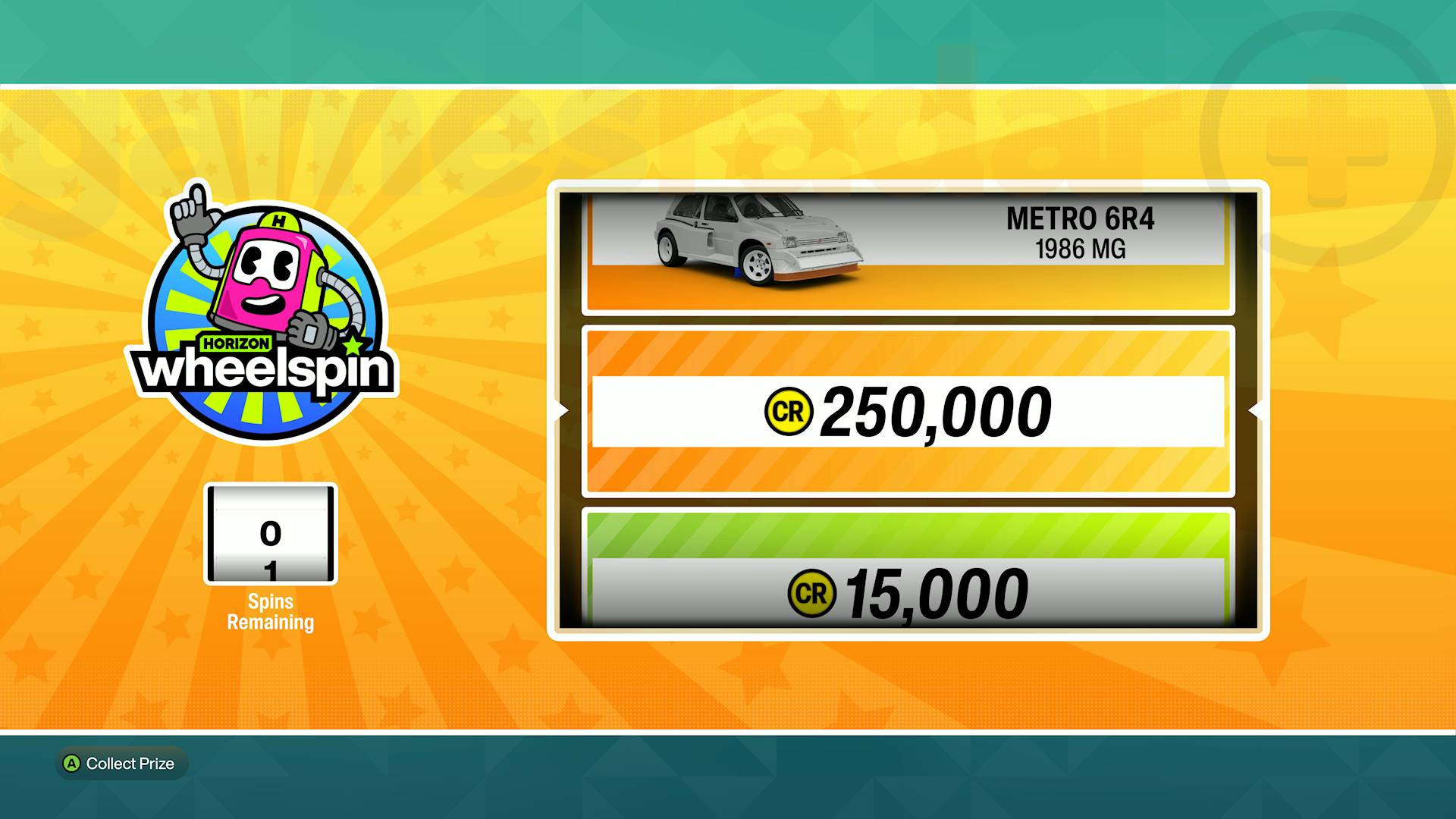 Forza Horizon 6 250,000 credits won from wheelspin