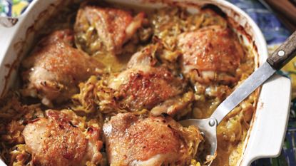 Chicken thighs with mustard & leeks