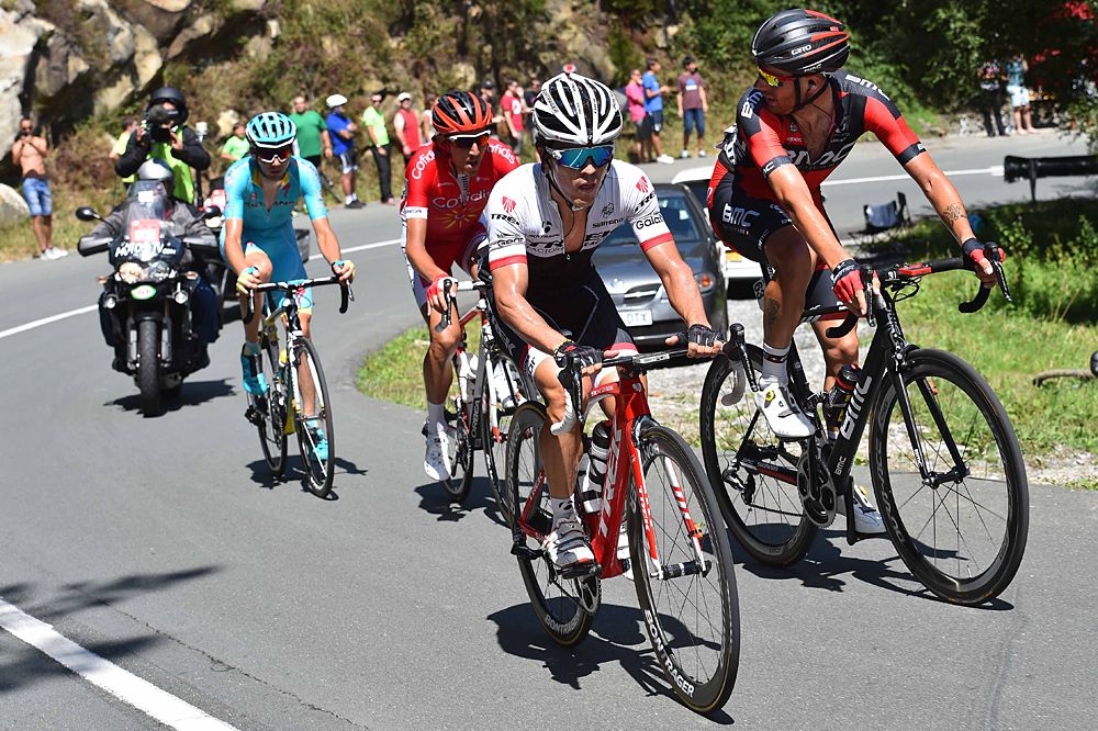 The late breakaway included Philippe Gilbert (BMC), Pieter Serry (Team Quick Step), Ryder Hesjedal (Garmin-Cannondale), Mikel Landa (Astana), Warren Barguil (Giant- Alpecin), Damiano Caruso (BMC), Julian Arredondo (Trek Factory), Egor Silin (Katusha) and St&eacute;phane Rossetto (Cofidis)