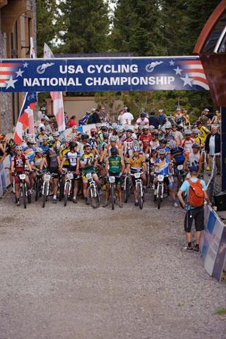 On the start line of the cross country race