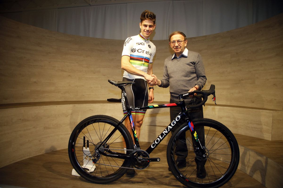World Champion Wout Van Aert, Ernesto Colgano and Van Aert's new Colnago