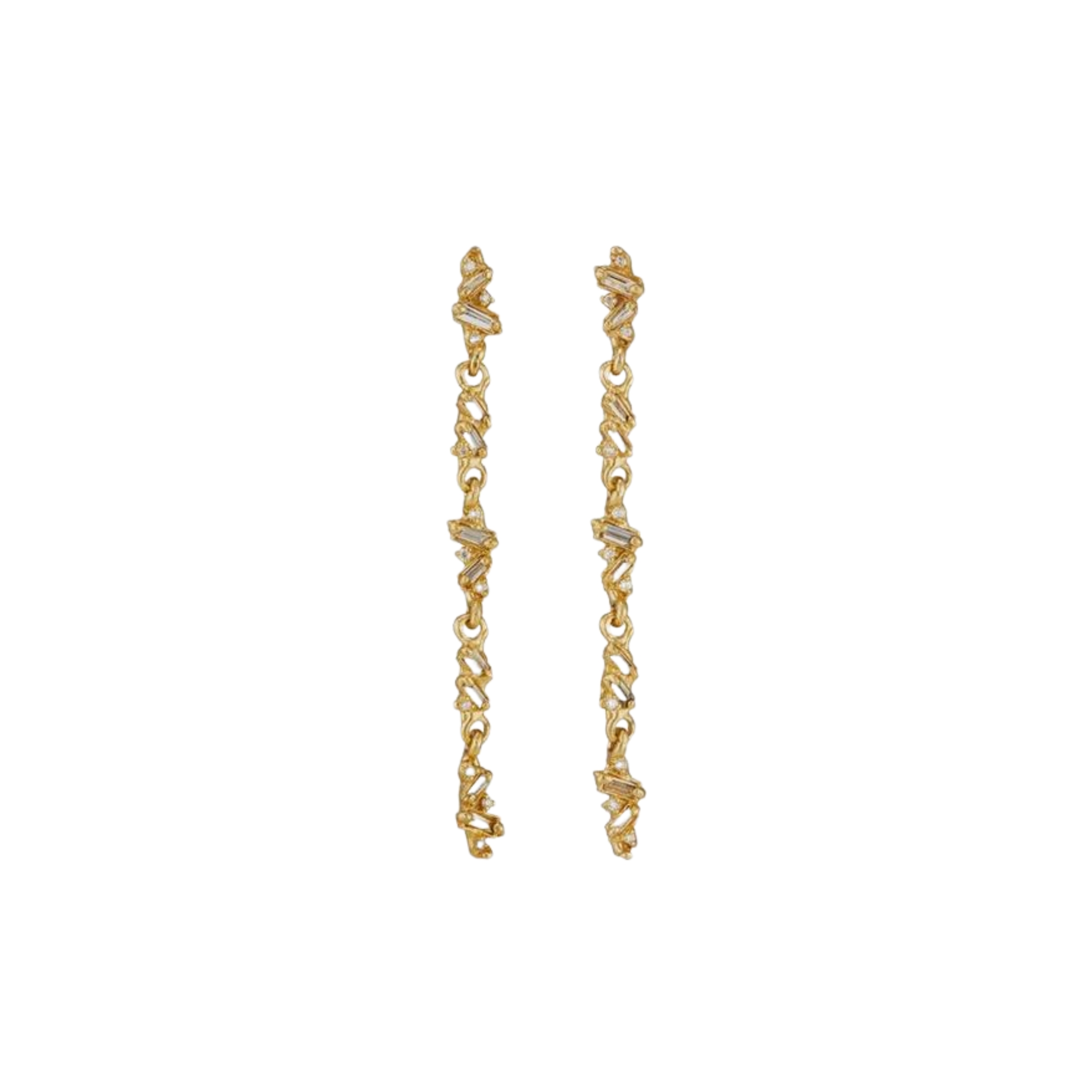 Ellis Mhairi Cameron, 14ct Gold Armach Mixed Diamond Drop Earrings Iii