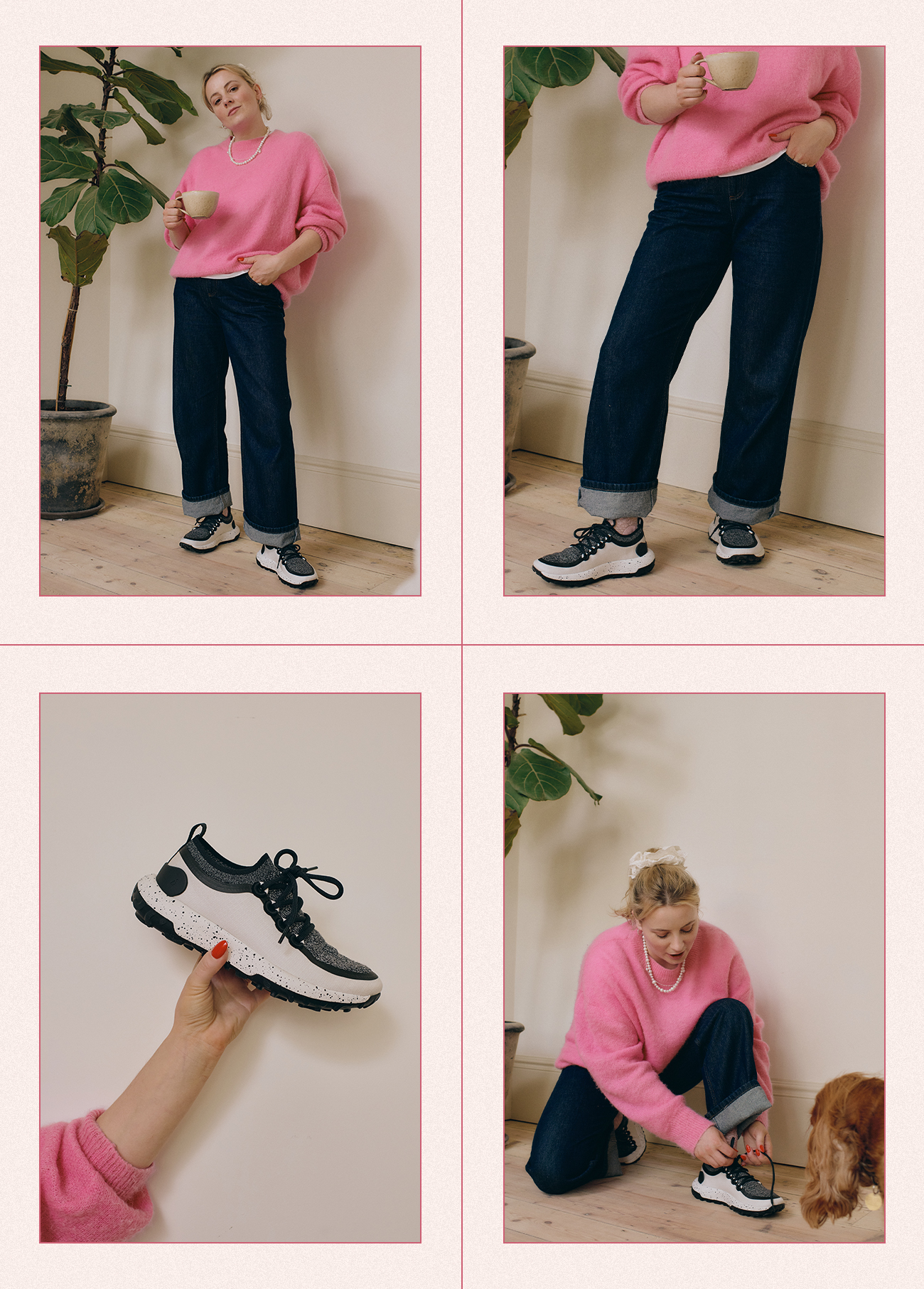 Editor styles Allbirds sneakers at home