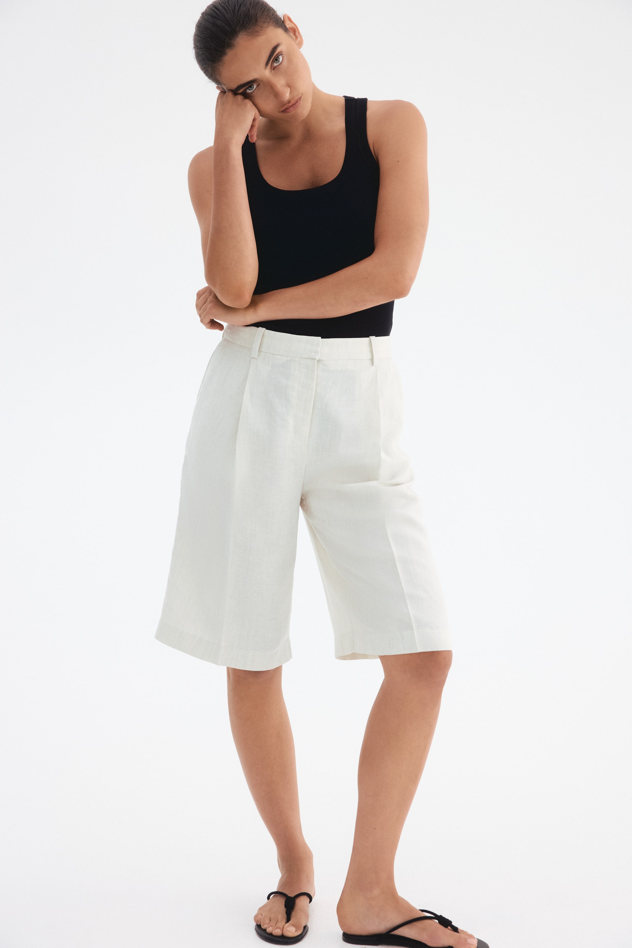 Linen-Blend Bermuda Shorts