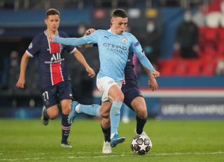 Phil Foden, centre, has produced his best on the big stage